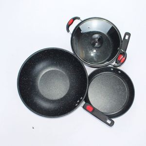 Medical Stone Iron Pan Three-piece <b>Set</b> Non-stick <b>Cookware</b> <b>Set</b> Gas Induction Cooker Universal Frying Pan Combination Gift - Product Image 5