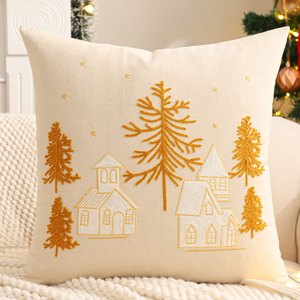 Broderie tricoté jeter taie d'oreiller décoration de noël toile arbre de noël hiver américain ferme maison hôtel canapé - Product Image 4