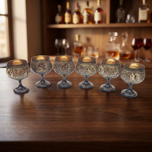 Luxury Handmade Classic Brass Wine Glass Set of 6 Elegant Drinkware for Home Restaurant Parties Weddings Anniversaries Birthdays - Product Image 3