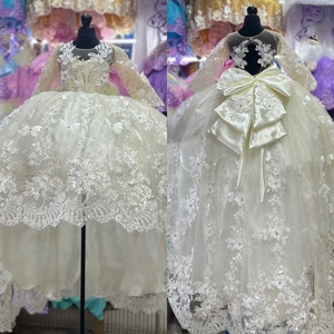 Vestido de baile blanco, vestidos de niña de flores, vestido de quinceañera de encaje personalizado para niña pequeña, vestidos de cumpleaños para desfile de primera comunión - Product Image 3