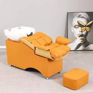 Fauteuil de lavage moderne en mousse haute densité confortable pour salon de coiffure et spa avec bac en céramique blanc/noir pour salon Baer - Product Image 4