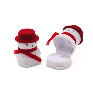 Snowman Jewelry Box Small Christmas Ring Storage With Red Hat And Scarf For Holiday <b>Gift</b> Packaging - Product Image 1