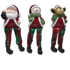 Factory price high quality ceramic handpainted santa claus /snowman/reindeer Doll Christmas decoration