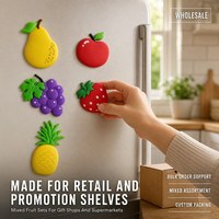 Lot de Aimants de Réfrigérateur en PVC Souple à Motifs de Fruits Mixtes, Décoration de Frigo en Gros, Personnalisation OEM/ODM avec Logo pour Magasins de Détail