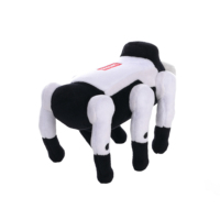 Robot chien quadrupède noir et blanc en peluche, jouet bionique, poupée en peluche, cadeau de collection sur le thème de la technologie