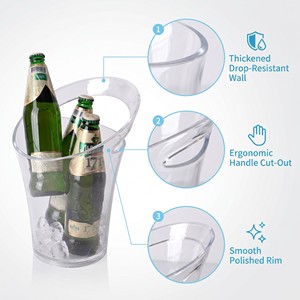 Enfriador de Bebidas Portátil Clásico de Plástico de 3.2L, Cubo de Hielo para Fiestas, Enfriador de Champán para Cerveza y Vino - Product Image 4
