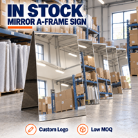 Panneau publicitaire sur pied en acier inoxydable, double face, miroir, forme personnalisable