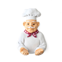 Support de rangement adhésif pour cordon d'alimentation et organisateur de prises, design chef de cuisine de dessin animé, avec crochets à un seul niveau, accessoires de cuisine mignons