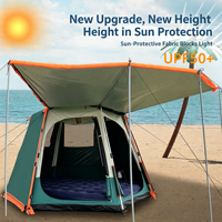 Tente de camping automatique 2-en-1 grande taille pour toutes les saisons, avec auvent, double couche, base Oxford imperméable, taffetas argenté, pour l'extérieur
