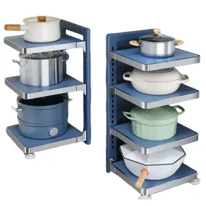 Adjustable Kitchen Organization Pot Lid Cover Pan Organizer Cabinet Shelf Storage Holder Pot Rack Organizer