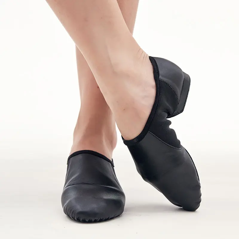 2022New Arrivals Großhandel Split Sole Classic Style Echte Bräune oder schwarze Leder Jazz Dance Schuhe Stretch Jazz Schuhe