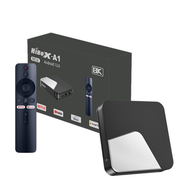 2023 Hibox A1 ATV UI Android Tv Box 4k Smart Tvbox Iptv Dual Band Wifi 4GB 32GB Android 12 BT Voice Remote Control Set-top Box