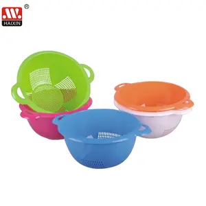 Fruit Vegetable Bowl Drainer Cleaning Tools Kitchen Washer Strainer Set Plastic Rice Colanders And Strainers Basket With Handle