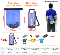 Mochila Impermeable Transparente Personalizada de 10 L para Senderismo, Camping y Trekking, Bolsa Seca para Traje de Baño, Juego de Bolsas Secas para Actividades al Aire Libre