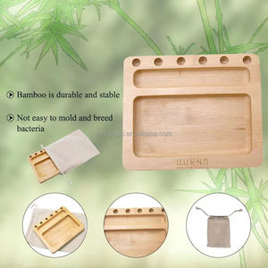 Vassoio Arrotolabile in Legno di Bambù Personalizzato con Logo Inciso, Durevole, con Portaconi e Accessori per Fumare - Product Image 4
