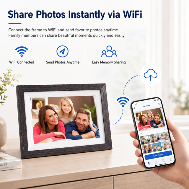 10.1 Inch Cloud Digital Photo Frame WiFi Picture Frame 1280x800 IPS Touch Screen for Home Hotel Office Gift