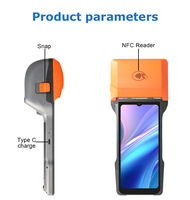 Sistem POS Android 14 Grosir, Terminal Mobile 6.5 Inci 8 Core dengan Printer Thermal 80mm