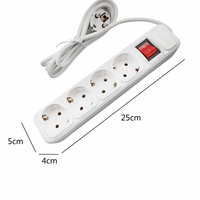 Multiprise Européenne 16A Multifonctionnelle avec Câble en Cuivre de 3M, Protection Contre les Surcharges, Accessoire de Bureau ou Mural