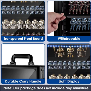 Estuche <span class=keywords><strong>de</strong></span> exhibición apilable <span class=keywords><strong>de</strong></span> aluminio con correa <span class=keywords><strong>de</strong></span> hombro y 5 bandejas, con tira <span class=keywords><strong>de</strong></span> luz LED, para Warhammer <span class=keywords><strong>40K</strong></span> - Product Image 3