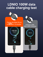 Câble de charge multi-prise LDNIO LC97u 100W 3-en-1 USB vers Type-C Micro USB, charge rapide, anti-pliage, coque métallique, cordon universel