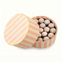 Emballage de boîte-cadeau en papier de truffes aux fruits au chocolat rigide rotatif à double couche fait à la main Boîte de barre de chocolat aux dates rondes de luxe