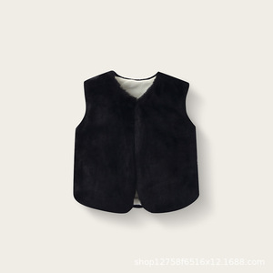 Gilet en fausse fourrure style coréen pour filles, <span class=keywords><strong>veste</strong></span> longue chaude à simple boutonnage pour enfants, pour l'automne/hiver, vente en gros - Product Image 6