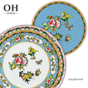 Offre Spéciale : Ensemble de <span class=keywords><strong>Vaisselle</strong></span> Écologique en Porcelaine Fine à Motifs Floraux – Assiettes de Présentation pour Mariages et Fêtes - Product Image 5