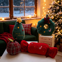 Coussin en peluche sur le thème de Noël, design personnalisé, doux, en forme de sapin ou de couronne de Noël, oreiller de canapé pour les fêtes de Noël, cadeau idéal