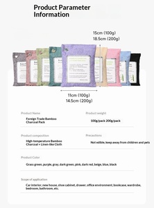 Sacchetto Purificatore d'Aria Personalizzato in Carbone di Bambù Solido con Evaporazione Naturale per Uso su Bocchette dell'<span class=keywords><strong>Auto</strong></span>, Deodorante a Lunga Durata - Product Image 2