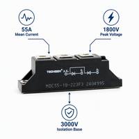 Module redresseur à semi-conducteurs TECHSEM MDC55-18-223F3 55A 1800V de qualité professionnelle, pont haute fiabilité pour