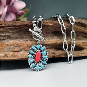 Collana con ciondolo blu-verde in stile letterario, gioielli retrò da donna per tutti i giorni, idee regalo - Product Image 6