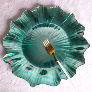 Factory Promotion Customized Luxury Eco-Friendly Fine Tableware Pearl Luster-Colored Green under Glass Plate