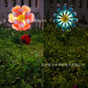 Lampes solaires de jardin LED en métal, en forme de fleur, résistantes à l'eau, pour décoration extérieure, autoportantes - Product Image 5