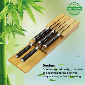 <span class=keywords><strong>Porte</strong></span>-<span class=keywords><strong>couteau</strong></span> de <span class=keywords><strong>tiroir</strong></span> de cuisine en bambou dans le bloc de couteaux de <span class=keywords><strong>tiroir</strong></span> à 5 fentes - Product Image 4