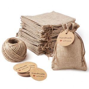 Bolsas de Yute Ecológicas al por Mayor con Cordón de Camelón, Bolsas de Arpillera con Cordón para Regalos, con Opciones Personalizadas - Product Image 1