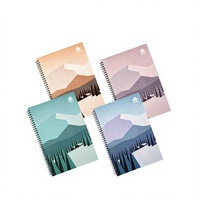 Carnet à spirales A4 Art Mountain Cover, logo personnalisé en gros, couverture mate de qualité supérieure, papeterie scolaire