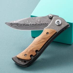 Navaja Plegable Multiherramienta para Dropshipping en Shopify, para Camping, Senderismo, Supervivencia, EDC, Acero con Alto Contenido de Carbono, Mango de Madera, Navaja de Bolsillo para Exteriores - Product Image 5