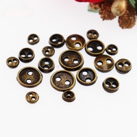 Boutons miniatures en alliage de zinc de 3 mm à 6 mm, plaqués bronze, or, noir canon et argent, à deux trous, pour vêtements de poupées BJD et artisanat steampunk