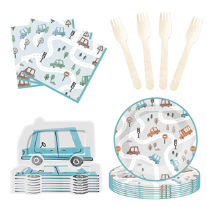 Vajilla Personalizada DAMAI para Fiestas, Juego de Vajilla con Temática de Autos, Juego de Vajilla Desechable de Papel para Fiestas de Cumpleaños Infantiles - Product Image 3