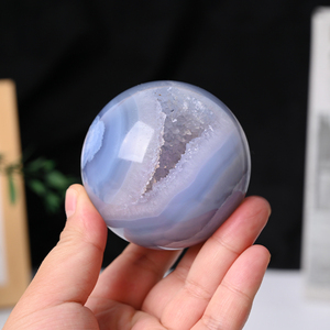 Wholesale Natural Healing <b>Crystal</b> Stone <b>Balls</b> Blue Lace Agate Geode <b>Crystal</b> Sphere for Feng Shui Decoration - Product Image 6