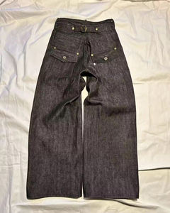 بنطلون جينز رجالي بقصة مستقيمة وفضفاضة بتصميم عتيق وغسيل فاتح من الدنيم الياباني الأصلي - Product Image 2