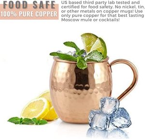 Taza de regalo de barril de estilo americano de acero inoxidable Chapado en cobre martillado de 16 <span class=keywords><strong>oz</strong></span> con empuñadura y pajita para mulas de Moscú - Product Image 4
