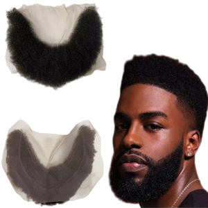Cheveux humains vierges européens de 6 pouces, <span class=keywords><strong>style</strong></span> <span class=keywords><strong>afro</strong></span> 1b #   Barbes en dentelle 7x22cm pour hommes noirs - Product Image 1