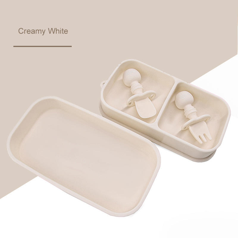 สีขาวน้ำนมพร้อมช้อนและส้อมซิลิโคน