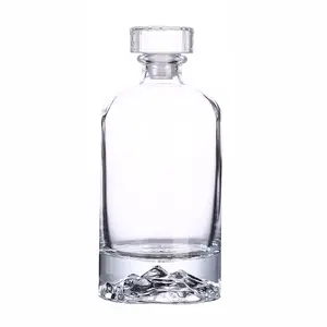 Premium Luxury Spirits Glass Bottles Gin Whiskey Vodka Wine Rum Gin Liquor OEM Mountain Shape Bottom Crystal Empty Glass Bottle