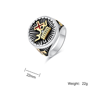 22mm Bague Acier Inoxydable Croix du Pape Chambre Argent Couronne Or Bague Acier Inoxydable Moulé Bague Bijoux 788 - Product Image 2