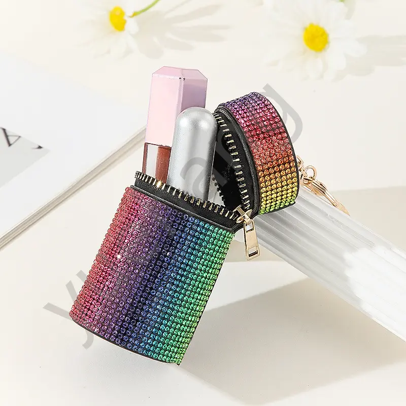 Lichter Luxus-Diamantsatz Null-Kartefeuille Schlüsselanhänger vielseitige Mini-Damen-Kartefeuille