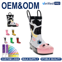 Bottes de pluie imperméables pour enfants à motif animalier, bottes en caoutchouc de haute qualité pour tout-petits avec poignées faciles à enfiler
