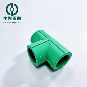 Zhongcai Pipes PPR Water Supply Pipe Fittings Frost Resistant Series Green Home Decoration Straight Tee Equal Diameter Joint