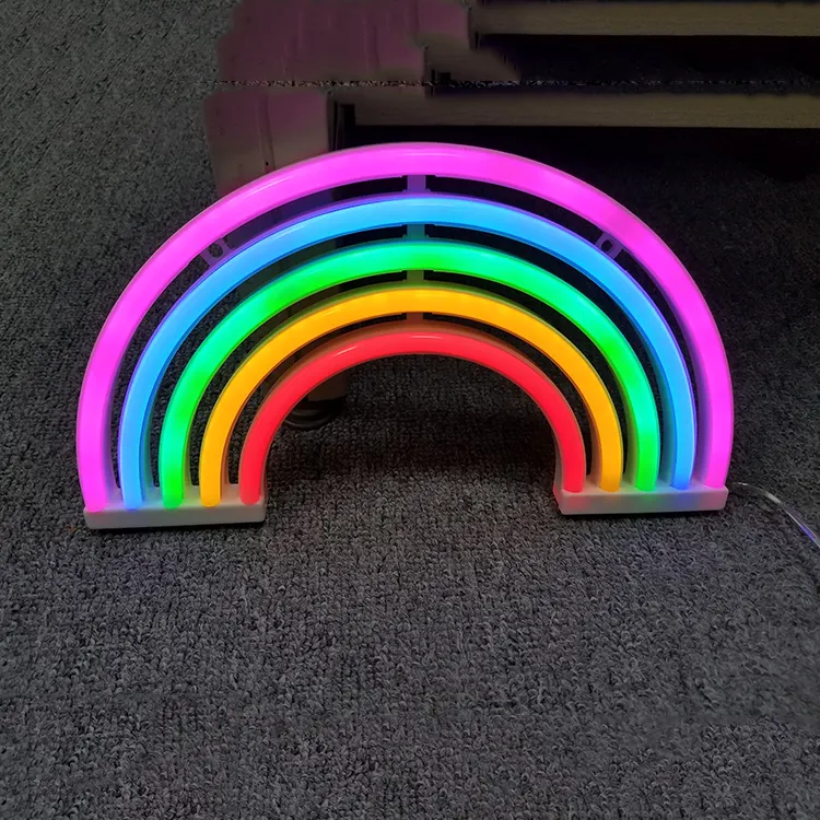 Battery Or USB LED Rainbow Neon Light Sign For Christmas Birthday Party Living Room Kitchen Table Children Kids Gifts